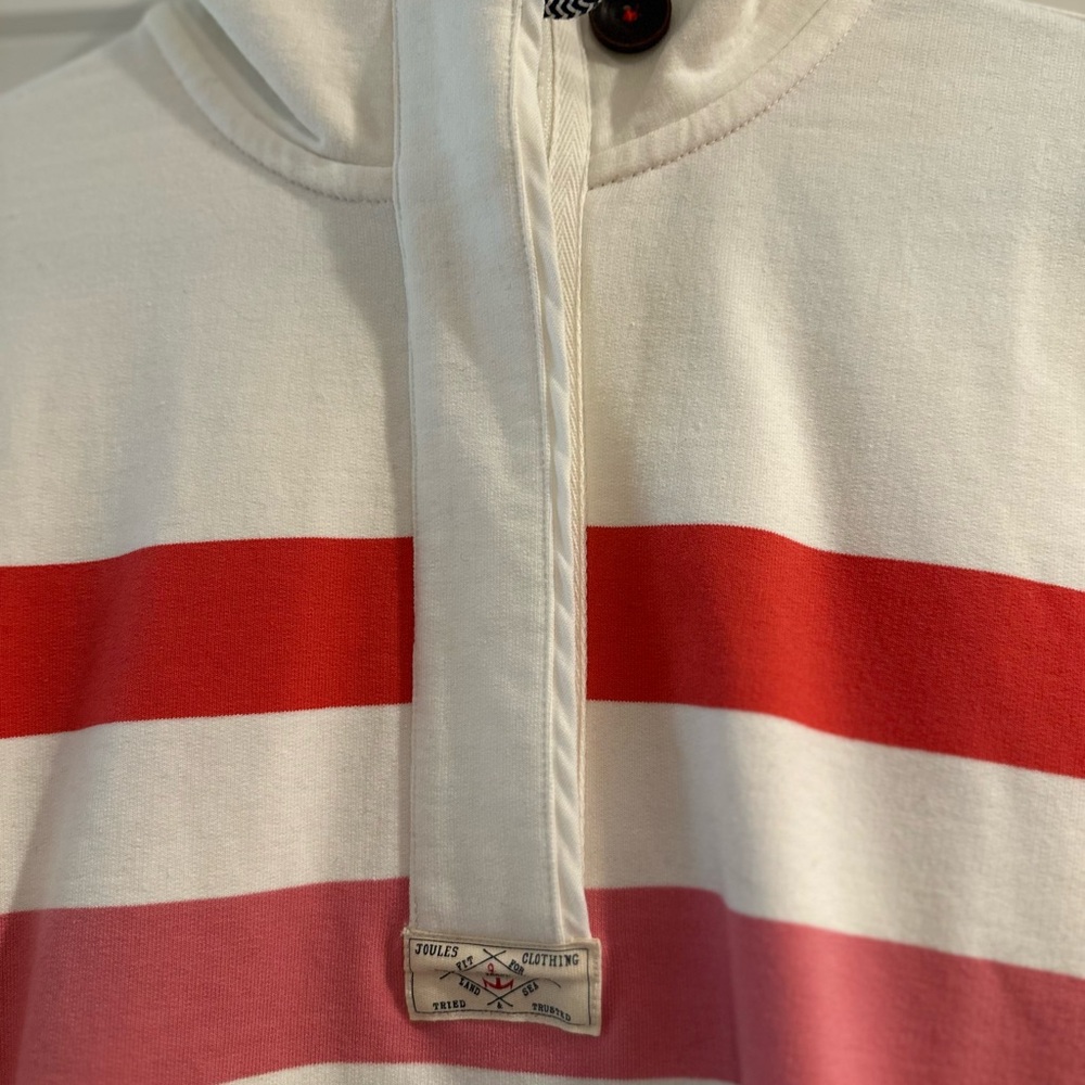 Joules Cream & Pink Stripe Saunton Salt Pullover - Picture 6 of 6